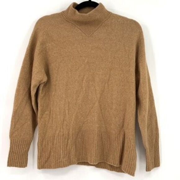 Everlane Tan The Cozy-Stretch Knit Long Sleeve Mock Neck Pullover Sweater Small - Picture 2 of 10